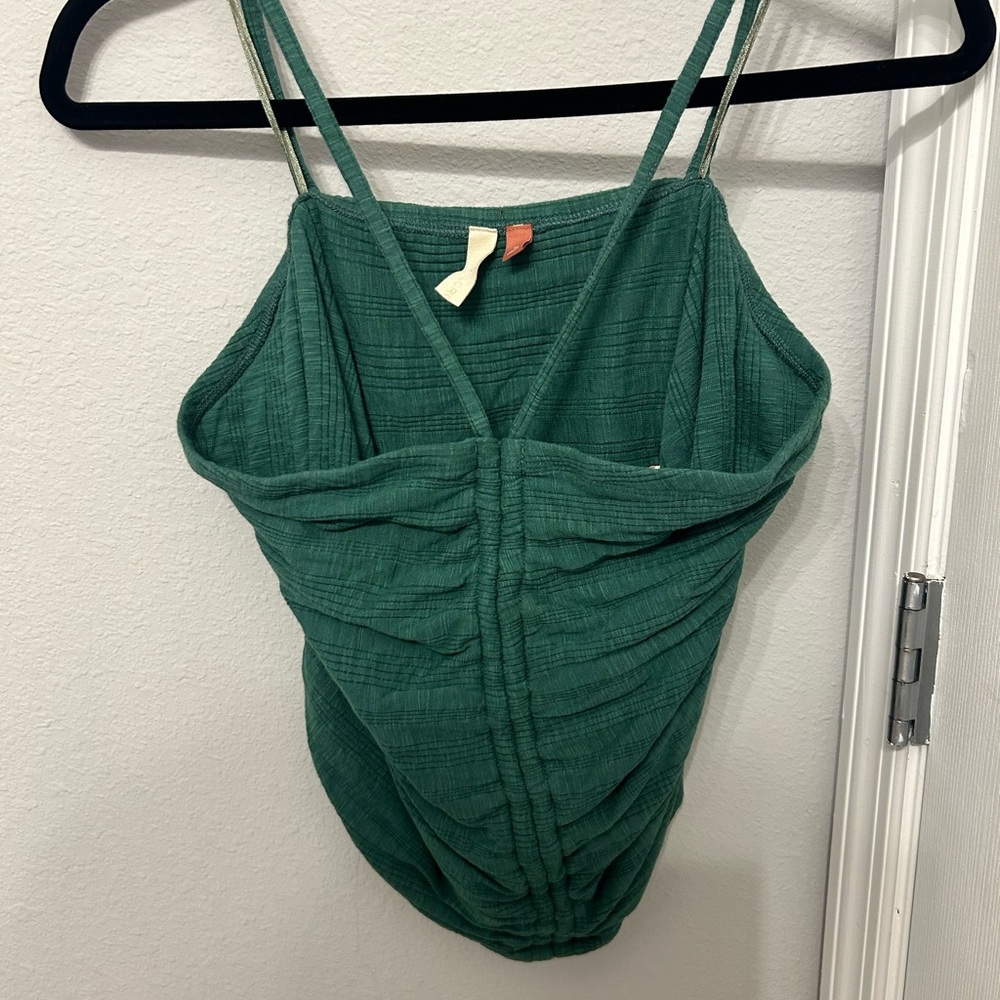 Anthropologie Green Pilcro Ruched Ribbed Halter Holly Size M